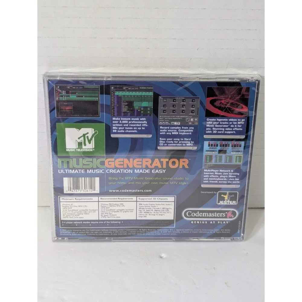 MTV Music Generator Jewel Case (PC, 2000) NOS Y2K Sealed Rare
